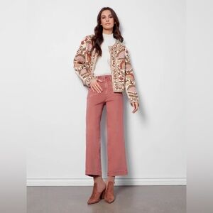 CHARLIE B Floral Embroidered Blazer - Pink and Brown